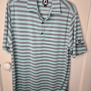 FootJoy Men's Polo Shirt - Mint and Gray Stripes